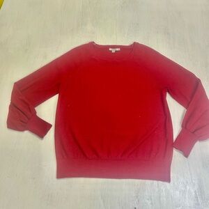 Chicos Red Knit Sweater Size 1 Medium Raglan Sleeve Crewneck Lightweight
